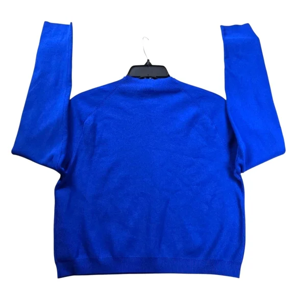 COS Large Cropped Knitted Mock-Neck Top Bright Blue Long-Sleeve Stretch - Picture 4 of 11